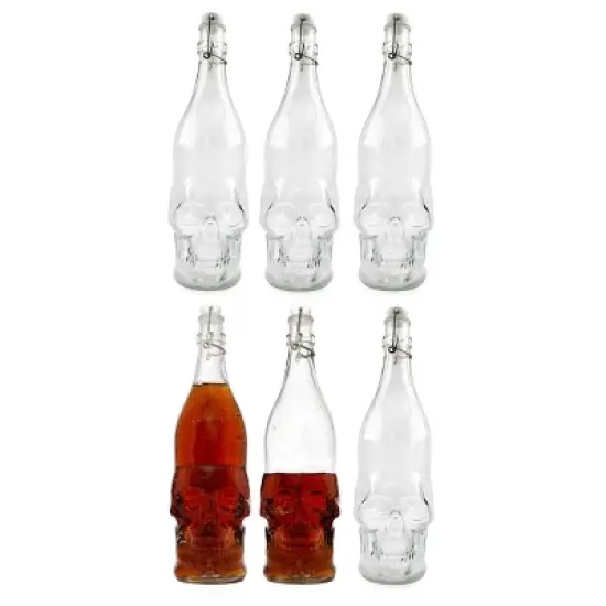 Cornucopia Brands Skull Shaped Liter Bottles; Empty Quart-Size Bottles from Brewing and Bottling and Halloween Decor image {9}