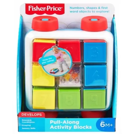 Fisher Price - Pull-Along Colorful Activity Blocks, Toy Block Wagon for Babies image {3}