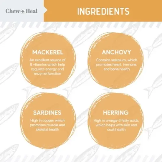 Chew + Heal Wild-Caught Omega Skin + Coat Softgels Made with Wild-Caught Fish Oil Supplement for Dogs & Cats, 180 count image {1}