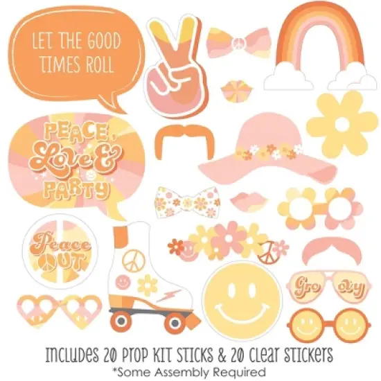 Big Dot of Happiness Stay Groovy - Boho Hippie Party Photo Booth Props Kit - 20 Count image {1}