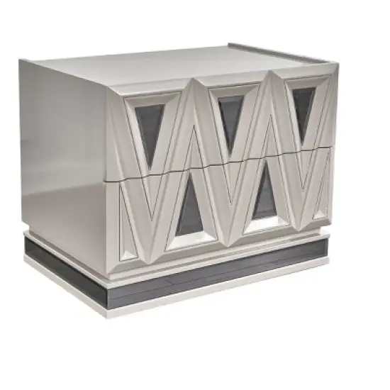 Lavita Modern & Contemporary Style 2-Drawer Night stand Made with Wood and Gold Accents in River Sand Grey same asG150109278 (NJ inventory) image {3}