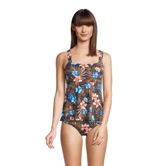 Lands' End Women's Mastectomy Flutter Scoop Neck Tankini Top Comfort Adjustable Straps image {3}