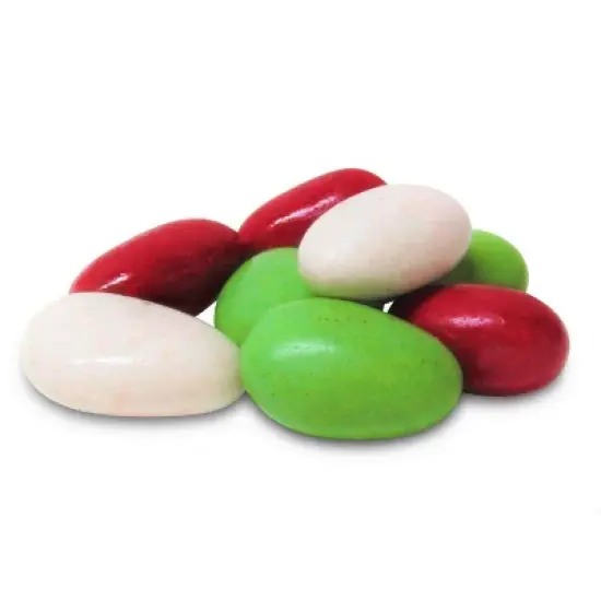 White, Red & Green Jordan Almonds by It's Delish, 3.5 lbs. Jumbo Container image {1}