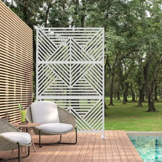 46.8in.W x 71.37in.H White Mountain Shape Galvanized sheet Outdoor Garden Screen Decorative Art Panel image {5}