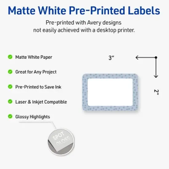 Avery Rectangle Shipping Labels, Polka Dots Design, 2" x 3", 80ct image {1}