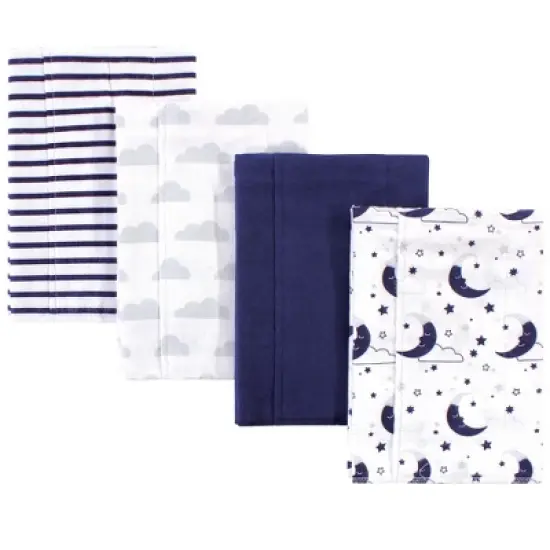 Hudson Baby Infant Cotton Flannel Burp Cloths 4pk, Moon, One Size image {1}