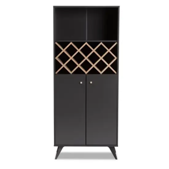 Serafino and Oak Finished Wood Wine Cabinet - Baxton Studio image {7}
