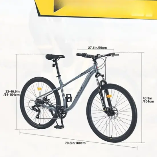 INFURNIC Bicycles, 29 Inch Mountain Bike for Men Women Boys and Girls, Mountain Bike with Single Speed, Gray, 70.8"*27.1"*40.9" image {1}