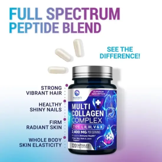 Collagen Peptides for Women & Men - Hydrolyzed Supplement for Skin Bone Support - 60 Capsules;120 Capsules image {4}
