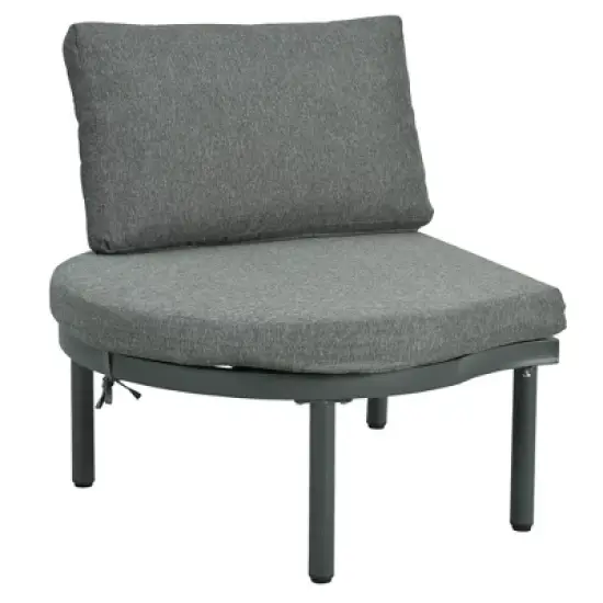 FIONECA 6-Piece Half Moon Outdoor Sectional Sofa Set with 2 Coffee Tables, Gray PE Wicker Patio Furniture with Cushions & Pillows image {9}