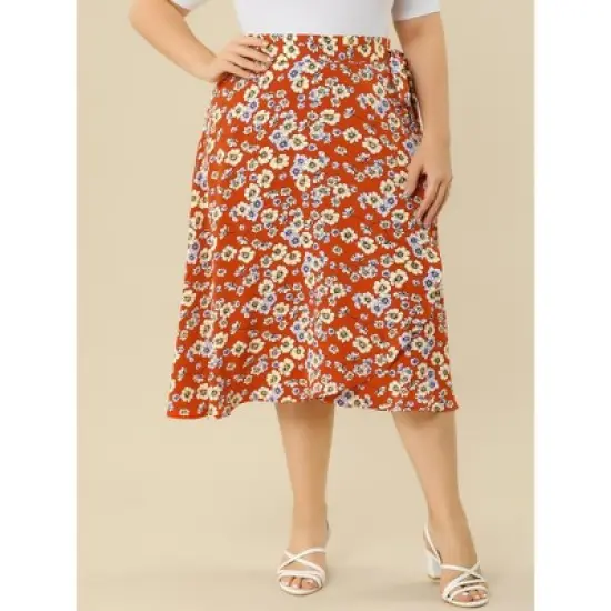 Agnes Orinda Women's Plus Size Boho Wrap Floral Beach Lightweight A Line Skirt image {1}