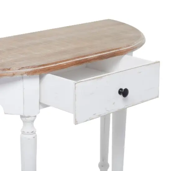 Farmhouse Half Moon Wood Console Table White - Olivia & May image {5}