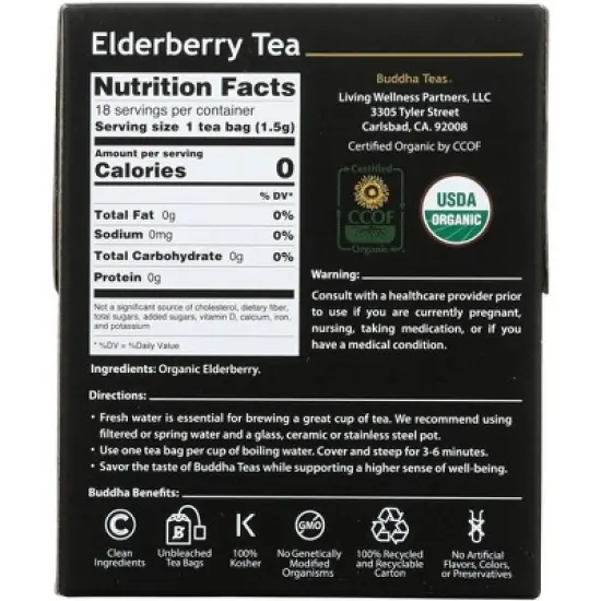 Buddha Teas Organic Elderberry Tea - Case of 6/18 Bags image {2}