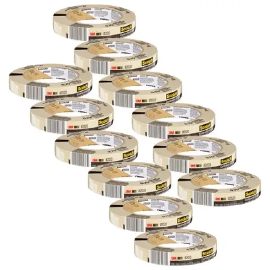 Scotch&reg; Contractor Grade Masking Tape, 0.70 in x 60.1 yd (18mm x 55m), Pack of 12 image {4}