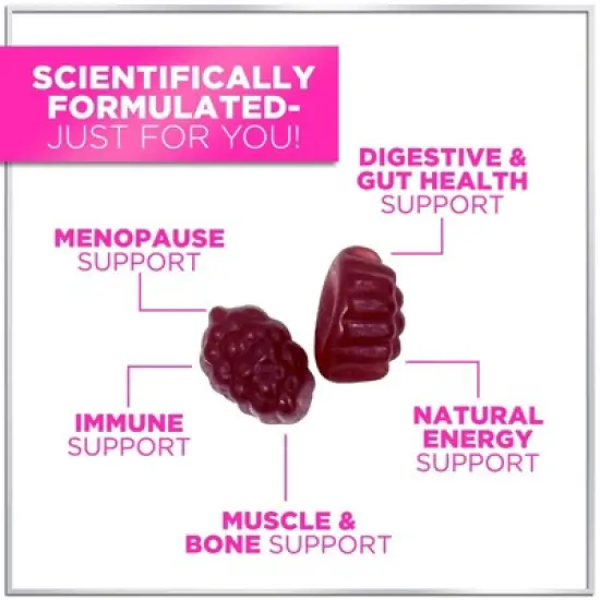 Menopause Supplements for Women Gummies with Black Cohosh, Cranberry 3 Billion CFU Probiotics - 60 Gummies By Hello Lovely! image {4}