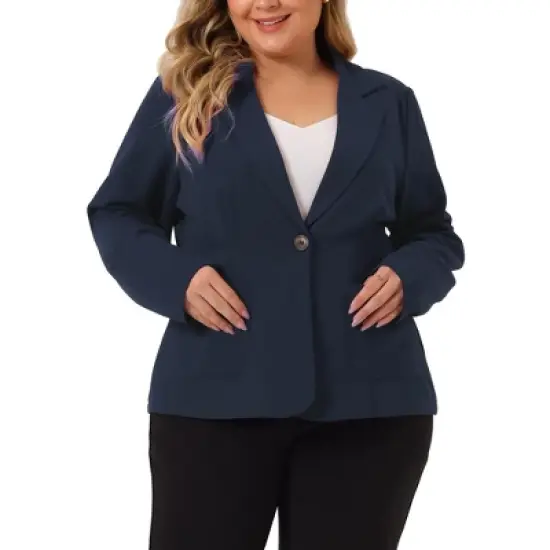 Agnes Orinda Women's Plus Size Work Formal Notch Lapel Buttons Front Pockets Blazers image {8}