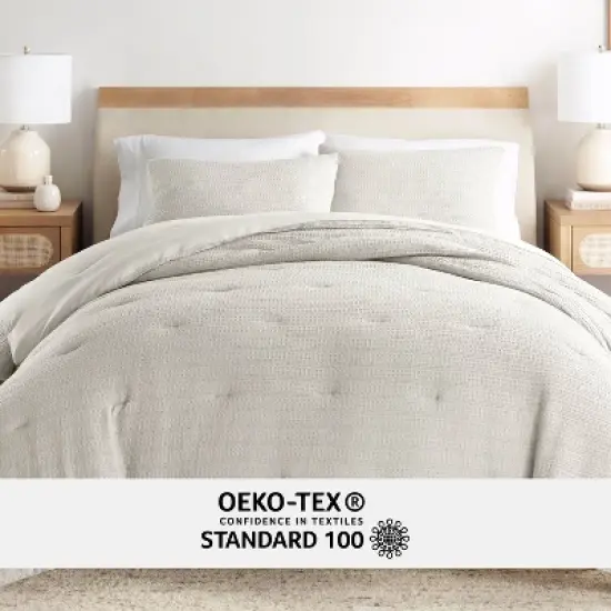 Waffle Textured Comforter Set All Season Down-Alternative Ultra Soft Puffy Bedding - Becky Cameron image {6}