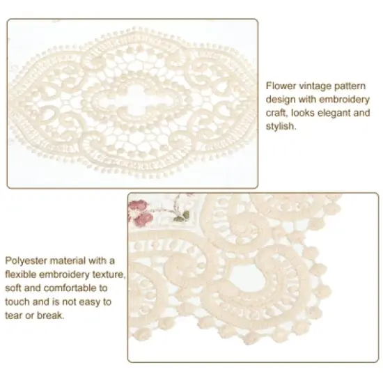 Unique Bargains Polyester Flexible Embroidery Vintage Pattern Washable Table Place Mats 2 Pcs image {2}
