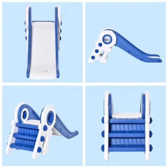 Qaba Folding Kids Slide, Activity Freestanding Climber for Ages 1-3 Years, Indoor and Outdoor Exercise Playset Toy Center, with Cartoon Astronaut Shape image {4}