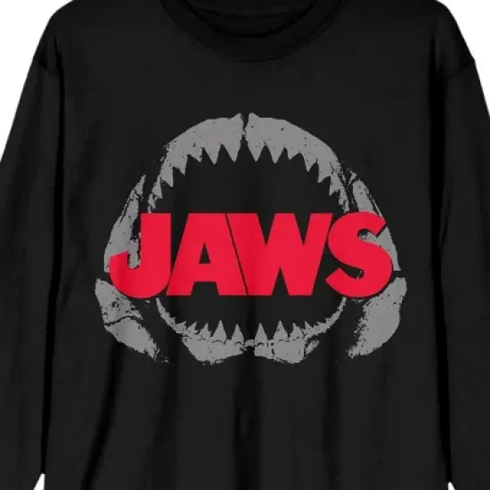 Jaws Shark Teeth Logo Women's Black Long Sleeve Shirt image {1}
