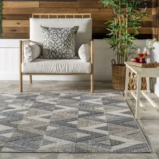 Nuloom Gale Geometric Indoor/Outdoor Patio Area Rug, 4' x 6', Gray image {7}