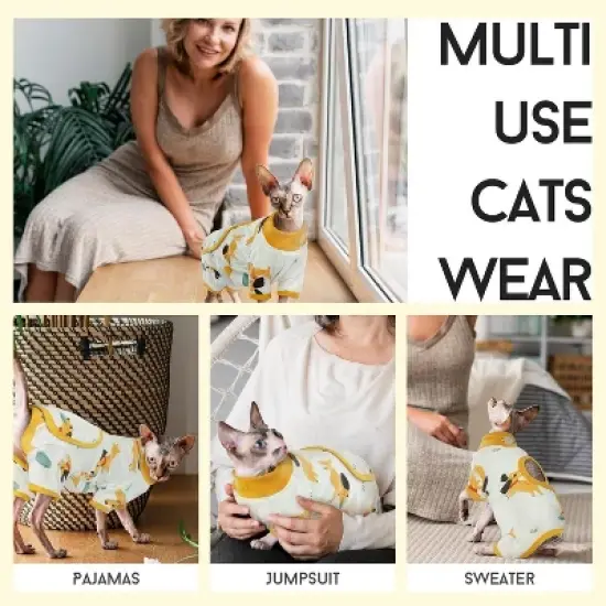 Cat Surgery Recovery Suit Female Male Soft Onesie, Abdominal Wounds Anti-Licking Pajama for Small Pets, Kitten Surgical Collar Cone Alternative Shirt image {5}