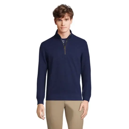 Lands' End Men's Long Sleeve Slub Quarter Zip image {3}