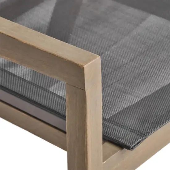 Christopher Knight Home Lockett Outdoor Mesh and Acacia Wood 5 Piece Dining Set image {6}