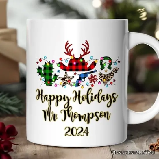 Buffalo Plaid Gunslinger Western Cowboy Style Christmas Mug (Non-Custom Only)| OrnamentallyYou image {4}