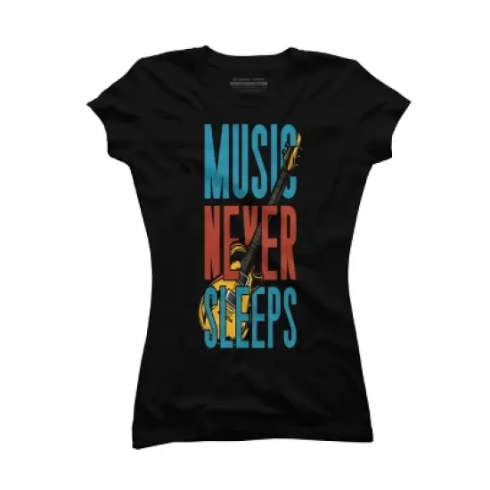 Junior's Design By Humans music never sleeps By solon2020 T-Shirt image {2}