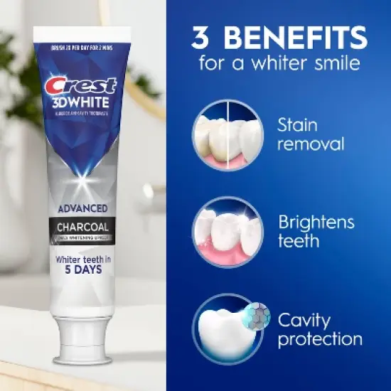Crest 3D White Advanced Charcoal Teeth Whitening Toothpaste image {4}