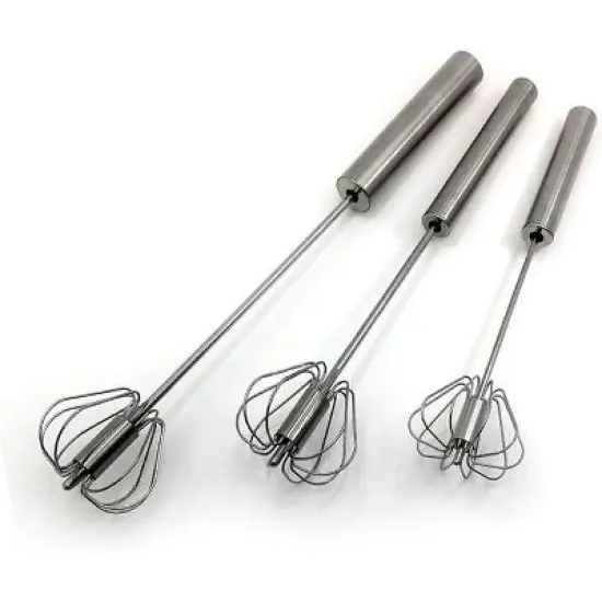 Smart Tech Stainless Steel Semi-automatic Egg Whisk - 3PCS Hand Push Rotary Whisk Blender image {6}