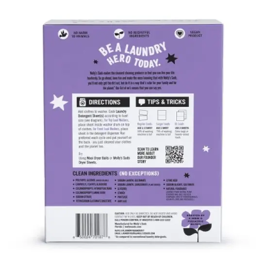 Molly's Suds Laundry Detergent Sheets - Lavender - 70 Loads image {1}