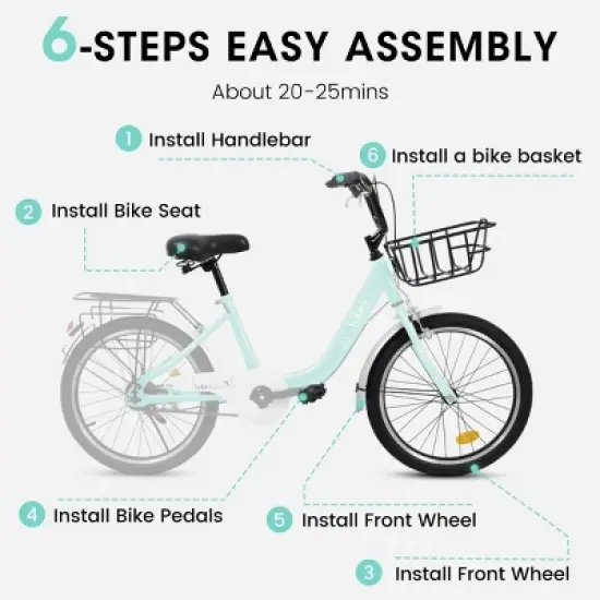 INFURNIC Bicycles 20 Inch Kids Bike for Boys and Girls Coaster and V-Brakes Lightweight Steel Frame, Green, 55.9"*21.2"*31.5" image {1}