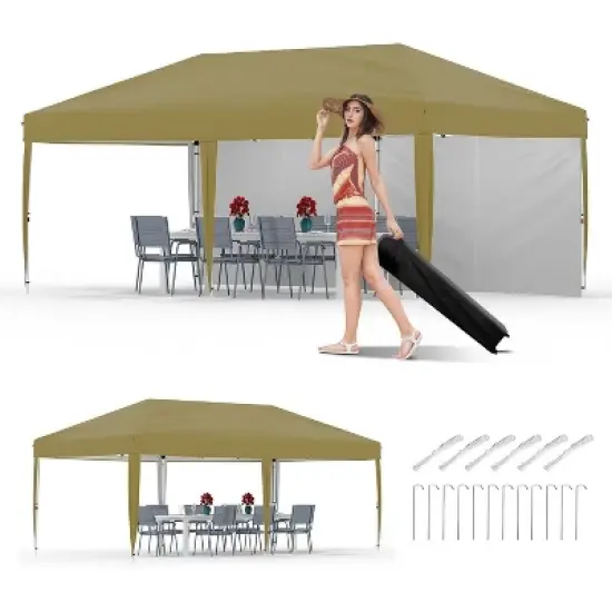 10'x20' Heavy Duty Commercial Canopy Tent, UV & Waterproof Instant Shelter with 2 Sidewalls, Includes Carry Bag, 4 Weight Bags, 8 Stakes, 6 Ropes image {11}