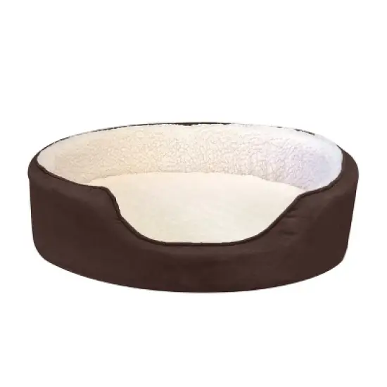FurHaven Faux Fleece & Suede Oval Cuddler Dog Bed image {3}