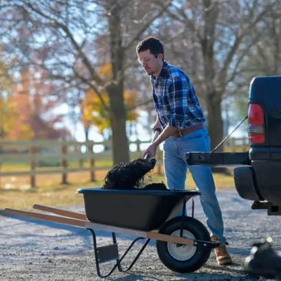Scenic Trail Single Wheel Wheelbarrow, 5 Cubic Feet Capacity, Black image {1}