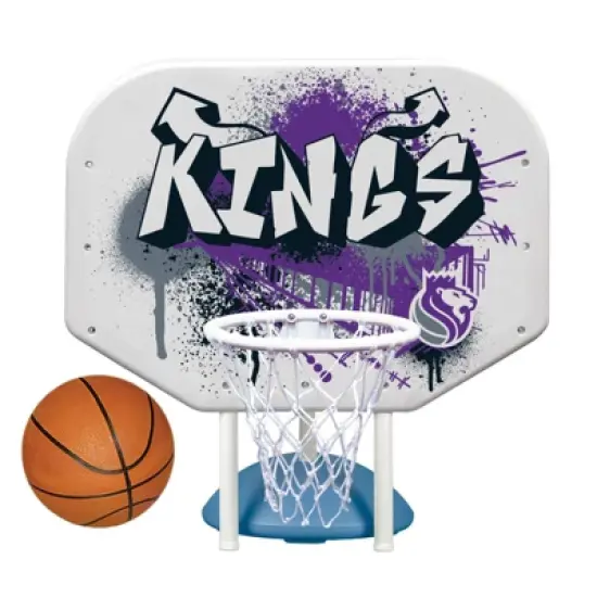 Poolmaster Graffiti Collection NBA Kings Poolside Basketball Hoop Set Durable All-Weather Base image {7}