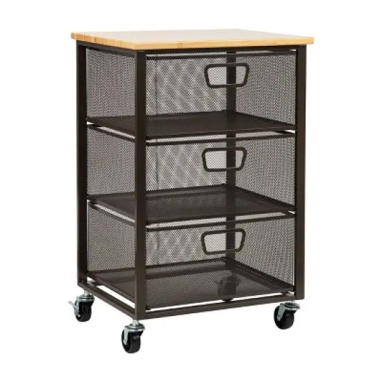 Mind Reader Cart with Drawers, Laundry Organizer, Storage, Bathroom, Kitchen, Metal Mesh, 15.75"L x 13"W x 24.25"H, Black image {6}