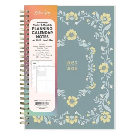 Blue Sky 5.875"x8.625" 2025-2026 Weekly/Monthly Wirebound Planner Smooth Frosted Sammie Green image {2}