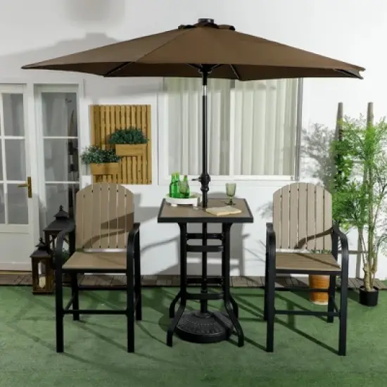 Resenkos Aluminum Frame 3 Pieces Bar Set, Two Tall Chairs, HDPE, Aluminum, Brown And Black image {4}