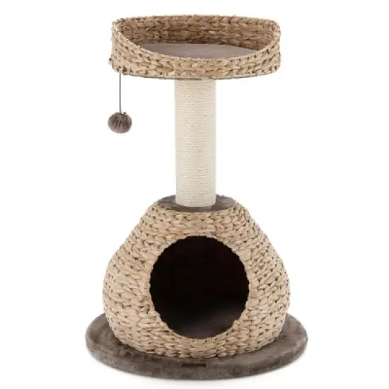 Tangkula 28" Hand-Made Cat Tree Tower Natural Bowl Shaped w/Perch image {9}