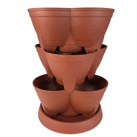 The HC Companies Stack-A-Pots Stackable Planter, Brick, 30 Quart Capacity image {3}