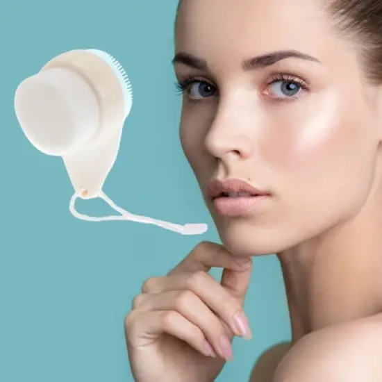 Unique Bargains Soft ABS Silicone Nylon Wool Cleansing Brush Small Double Side 2.80"x1.81" 1 Pc image {1}