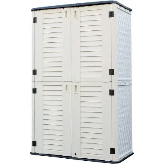 Decksplore Outdoor Storage Shed Waterproof, Resin Vertical Storage Cabinet Double-Layered image {9}
