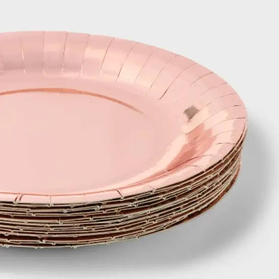 20ct Disposable Foil Board Dinner Plates Rose Gold - Spritz&trade; image {2}