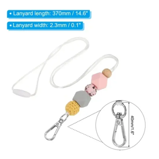 Unique Bargains Wear-resistant Lightweight ID Card Silicone Beaded Lanyards image {1}