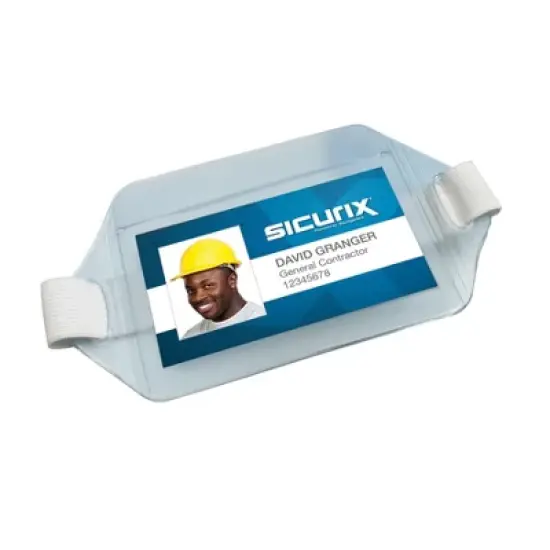 SICURIX Armband Badge Holders Elastic Strap, Horizontal, Clear, Pack of 12 image {1}