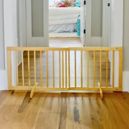 Cardinal Gates Step Over Gate - Freestanding Pet Gate - Natural image {5}