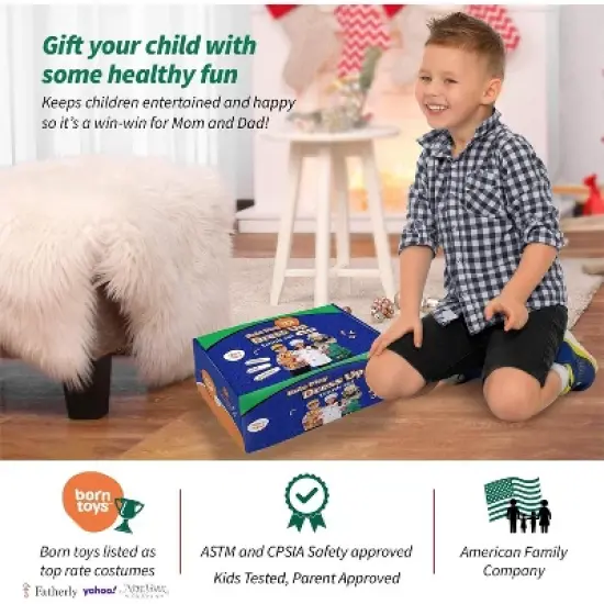 Bintiva 3-in-1 Pretend Play Costume Trunk &ndash; Construction Worker, Chef, and Gardener Role-Play Sets with Accessories &ndash; Ages 3+ image {6}